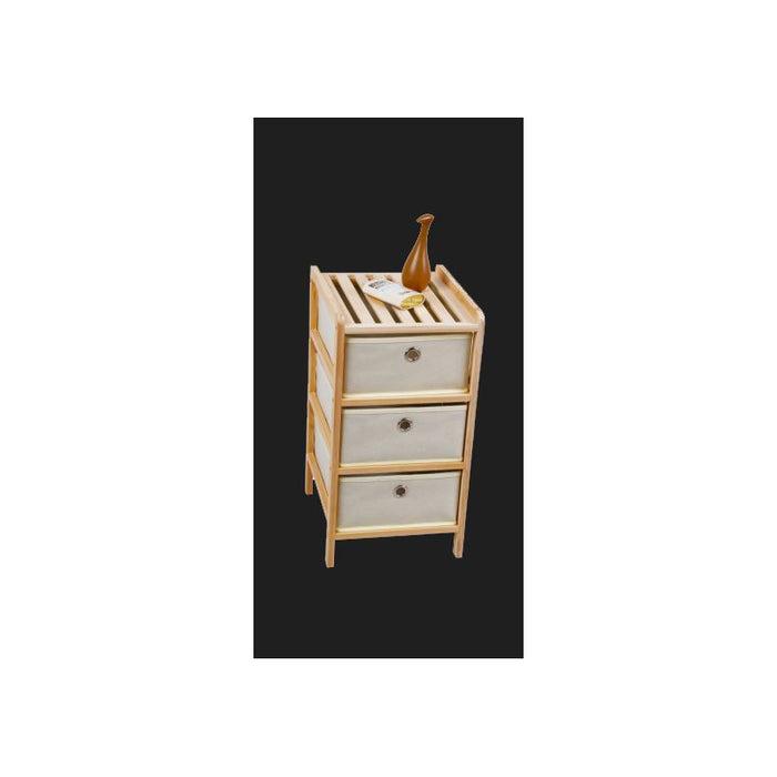 Cassettiera Legno Corine Nat/Beige 3Cassetti Kun