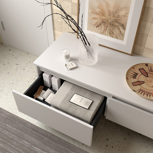 Cassettiera sospesa bagno 60 cm in legno MDF bianco opaco Sumo