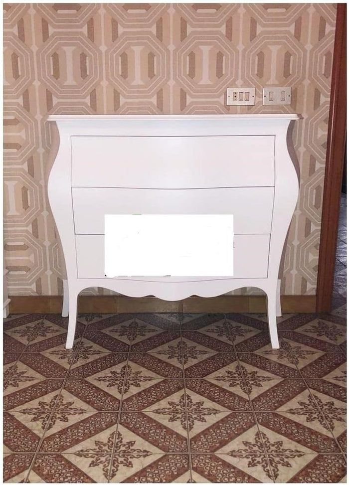 ComÃ² 3 cassetti bombato 120*50*85 bianco opaco