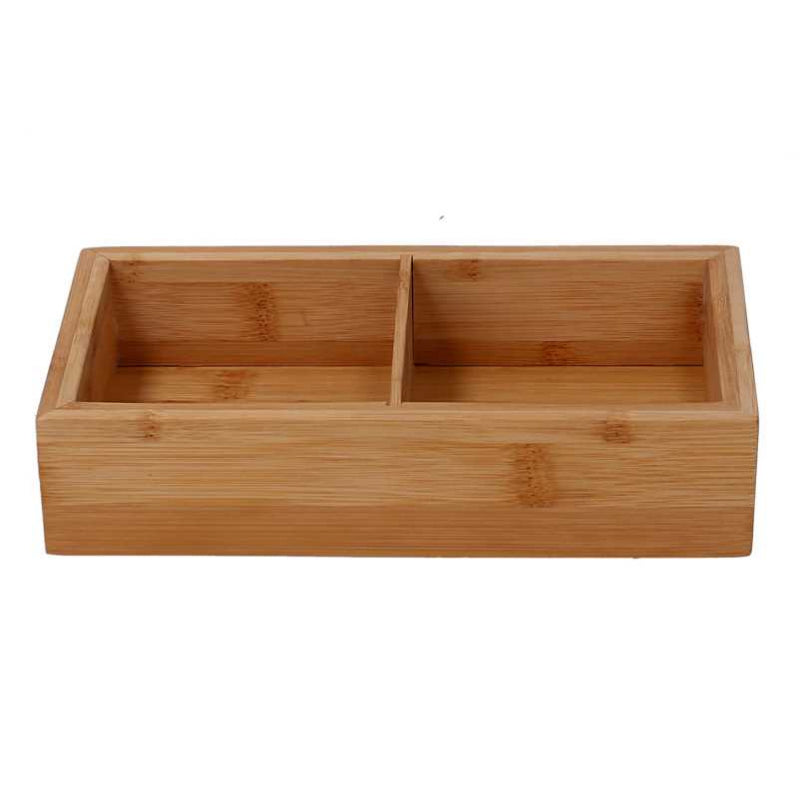 Cassetto bambù 2 scomparti naturale rettangolare cm21x11h4,8