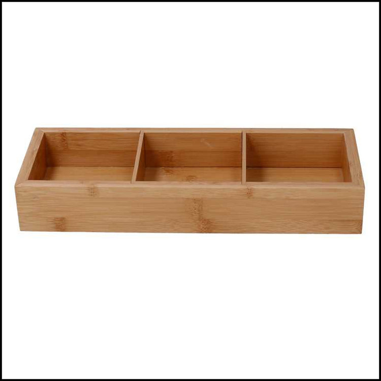 Cassetto bambù 3 scomparti naturale rettangolare cm30,5x11h4,8