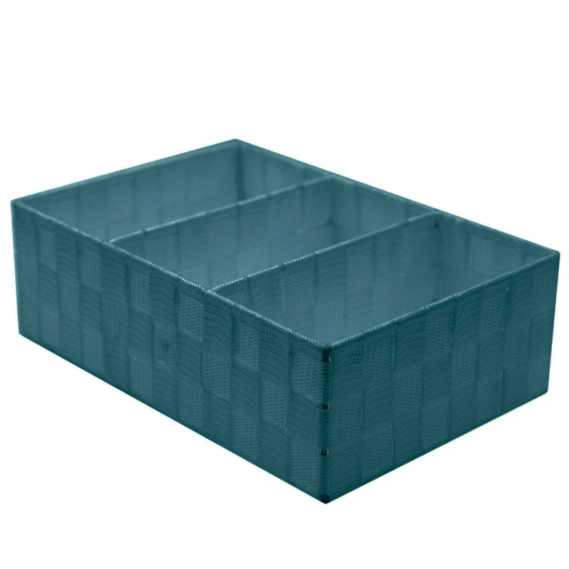 Cassetto poliestere verde acqua 3 scomparti rettangolare cm31x21h10