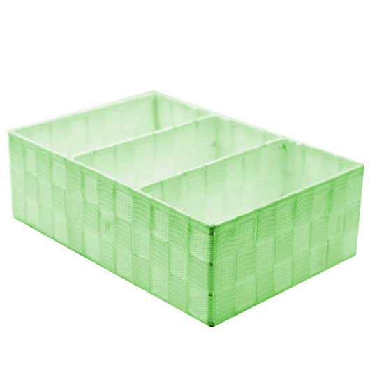 Cassetto poliestere verde chiaro 3 scomparti rettangolare cm31x21h10