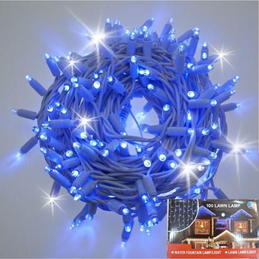 Catena bianca luminosa Luce BLU 10 metri 100 led con 10 FLASH Bianco Fredda luci di Natale da esterno ip44 - ZENCOCCO