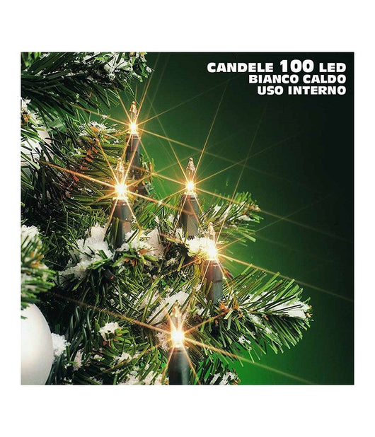 Catena Candele Natalizie 100 Led Bianco Caldo 942cm Uso Interno Decoro Natale         