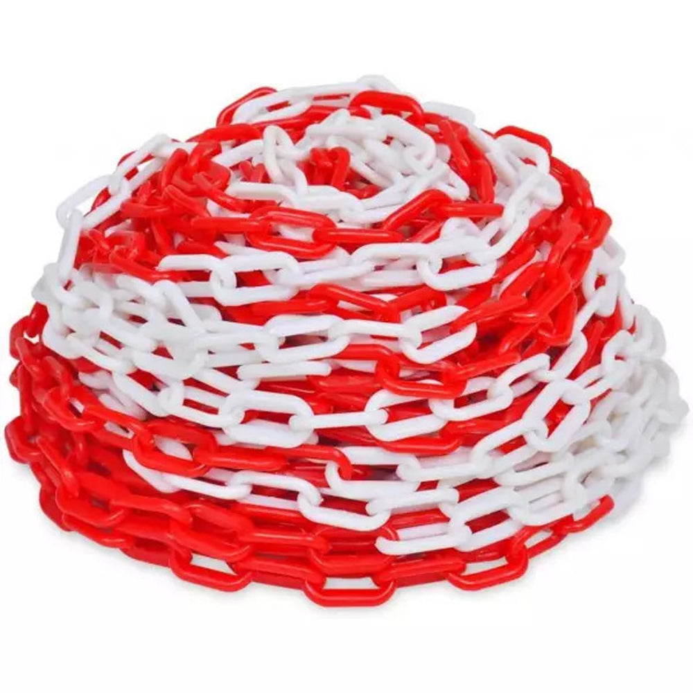 CATENA SEGNALETICA IN PLASTICA BICOLORE ROSSO BIANCO PVC Ø6mm 25m MISTRAL 114092