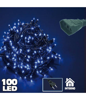 Catena Luminosa 100 Luci Led Lucciole Blu Prolungabile Uso Interno 5 Metri         