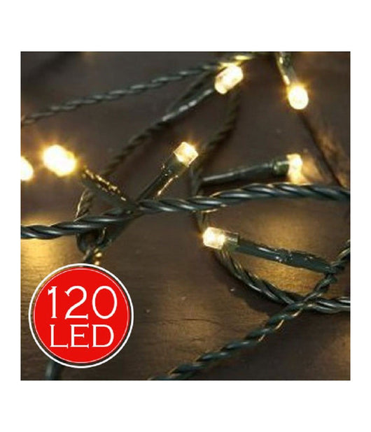 Catena Luminosa 14,5mt Luci Natale 120 Led Bianco Caldo Luminar Interno Esterno         