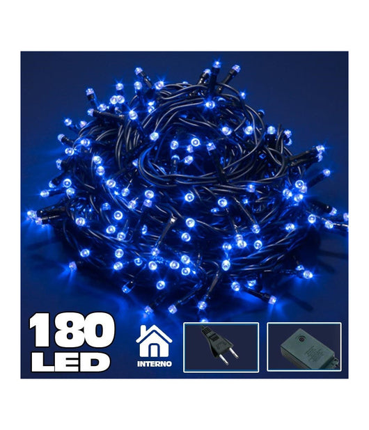 Catena Luminosa 180 Luci Led Lucciole Blu Con Controller 8 Funzioni Interno         