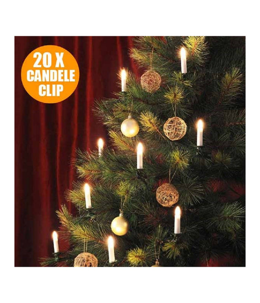 Catena Luminosa 20 Candele A Clip 4,9 Mt Per Albero Di Natale 220v Bianco Caldo         