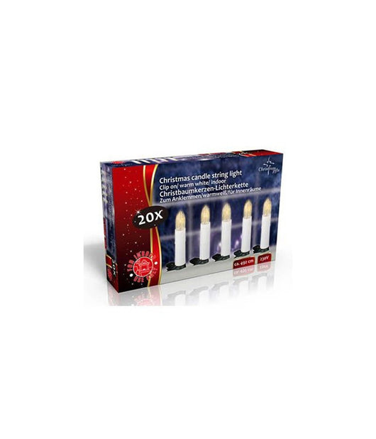 Catena Luminosa 20 Candele A Clip 4,9 Mt Per Albero Di Natale 220v Bianco Caldo         