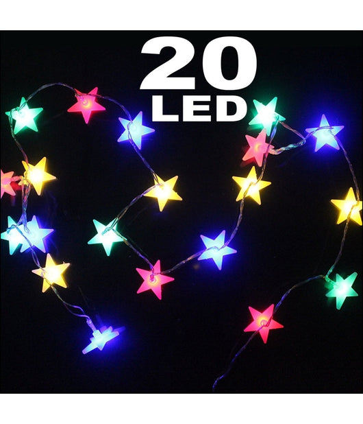 Catena Luminosa 20 Led Luci Multicolor Stelle A Batteria Lampadine Lucciole         