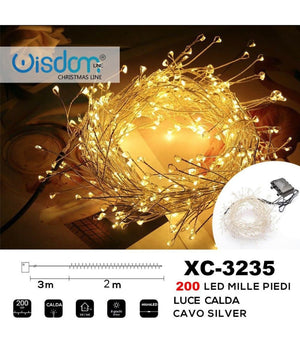 Catena Luminosa 200 Led Mille Piedi Effetto Ramo Luce Calda A Batteria Xc-3235         