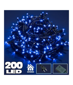 Catena Luminosa 200 Luci Led Lucciole Blu Con Controller 8 Funzioni         