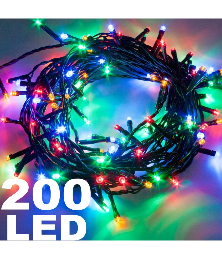 Catena Luminosa 200 Luci Led Lucciole Multicolor Rgb Con Controller 8 Funzioni         