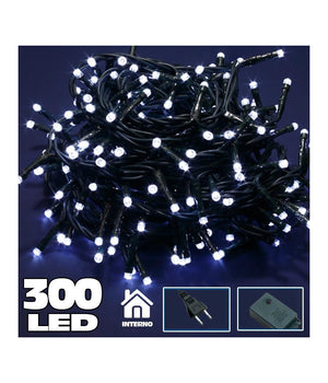 Catena Luminosa 300 Luci Led Lucciole Bianco Freddo Con Controller 8 Funzioni         