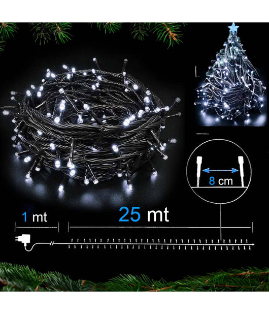 Catena Luminosa 600 Luci Led Lucciole Colore Bianco Con Controller Uso Interno         