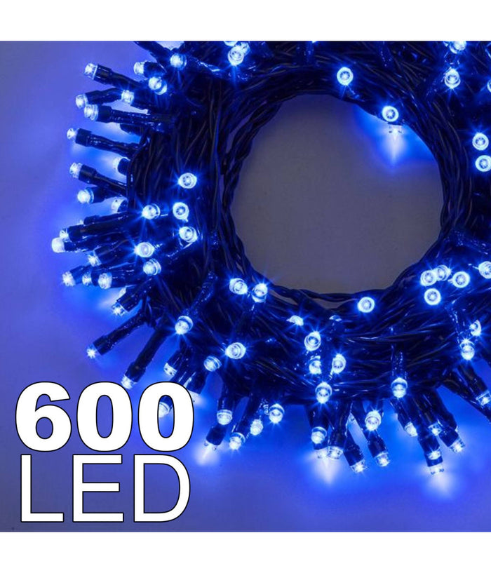 Catena Luminosa 600 Luci Led Lucciole Colore Blu Con Controller Uso Interno Ip20         