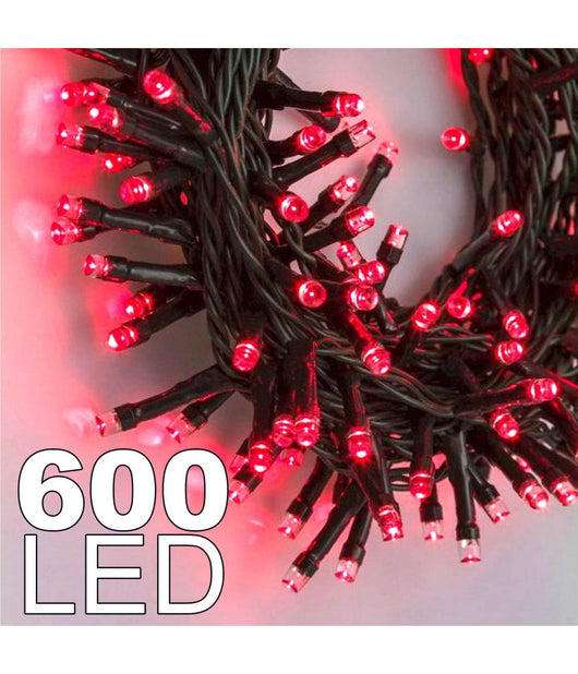 Catena Luminosa 600 Luci Led Lucciole Colore Rosso Con Controller Uso Interno         