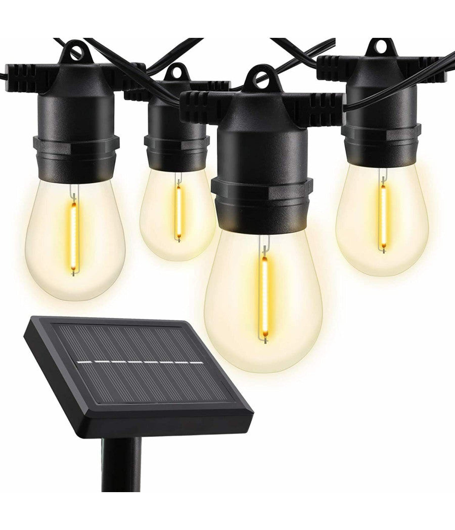 Catena Luminosa A Led Energia Pannello Solare Con 10 Lampadine Luce Calda 4,5 Mt         