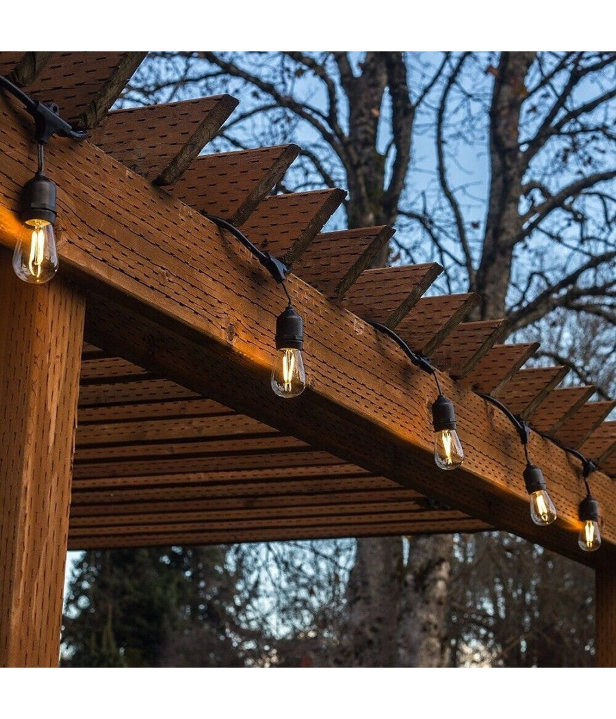 Catena Luminosa Da Esterno Modulare 10 Lampadine E27 Cavo 10 Metri Ip65 Bianco         