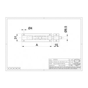 Catenaccio verticale da 120mm in ottone lucido