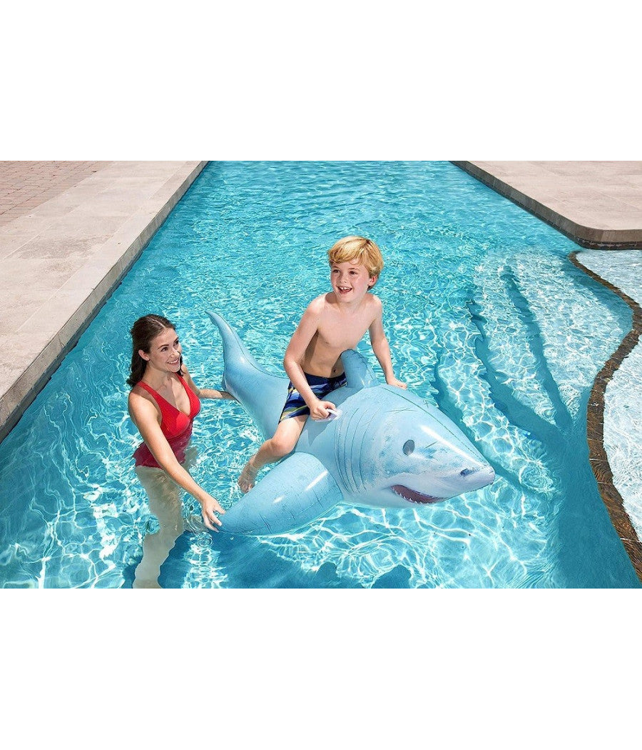 Cavalcabile Gonfiabile A Forma Di Squalo 3d Con Maniglie 183x102cm Piscina 41405         