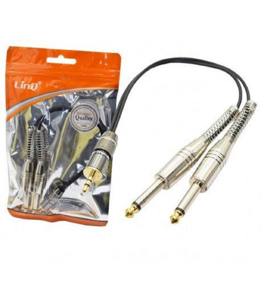 Cavo Adattatore Audio Da Jack 3,5mm Maschio A 2 Jack 6,35mm Maschio 30cm Kl-9244         