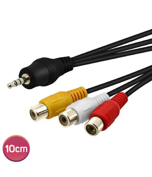 Cavo Adattatore Audio Video Da Jack 3.5mm Maschio A 3x Rca Femmina 10cm Av-3rca         