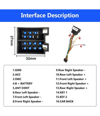 Cavo Adattatore Da 16 Pin A Iso Presa Standard Autoradio Android Linee Controllo         