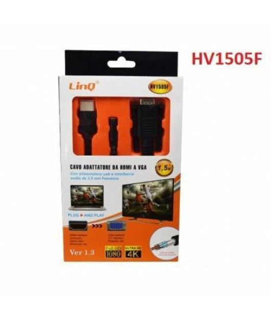 Cavo Adattatore Da Hdmi A Vga Con Alimentazione Usb Jack Audio Femmina 1.5mt Hv1505f         