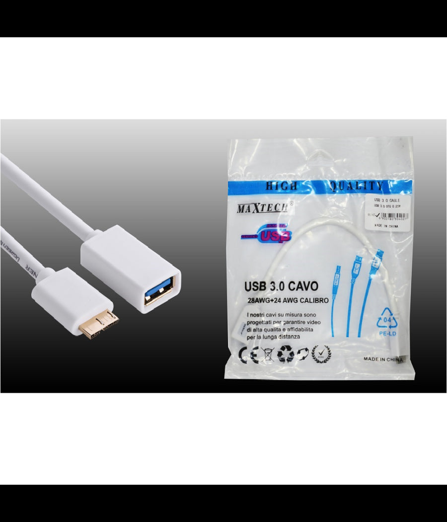 Cavo Adattatore Otg Cable Micro Usb 3.0 Per Dati Dispositivi Maxtech Otg-n001         