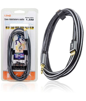 Cavo Audio Iphone Da Lightning A Jack Maschio Da 3,5 Mm Intrecciato 1,5 Mt A3522         