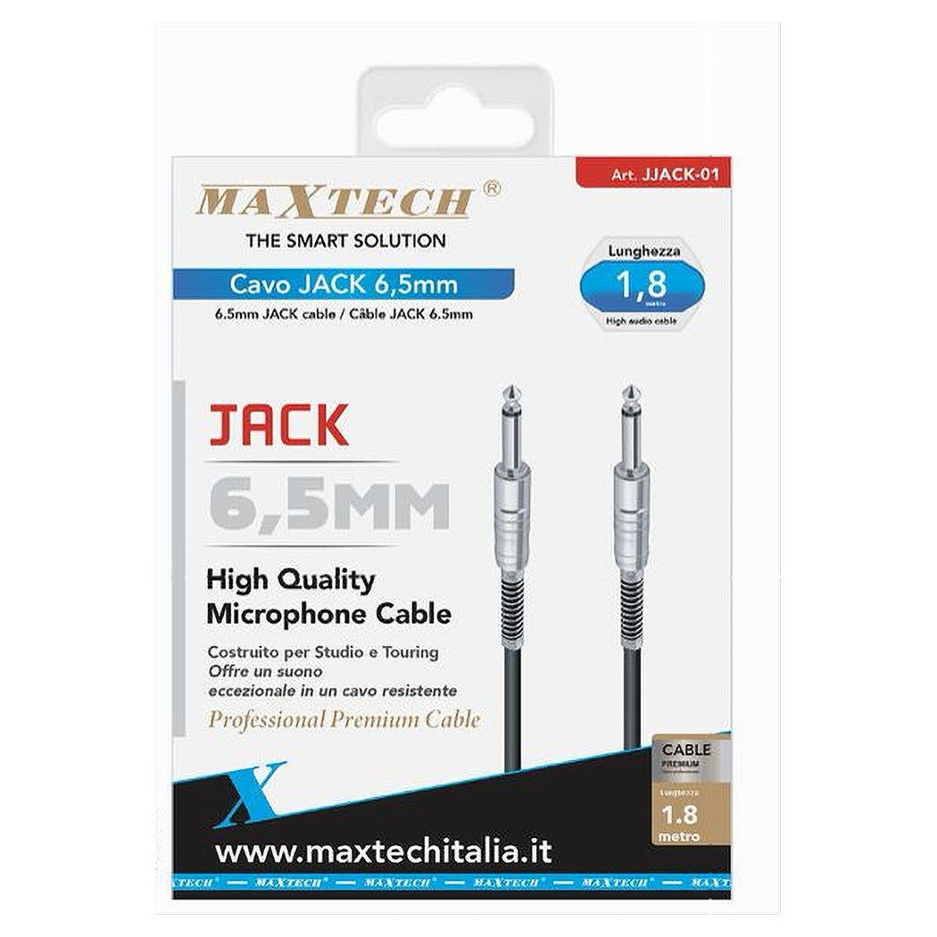 Cavo Collegamento 2 Jack 6.5 Mm Mono 1.8 Mt Cavo Microfono Audio Stereo Jjack-01         