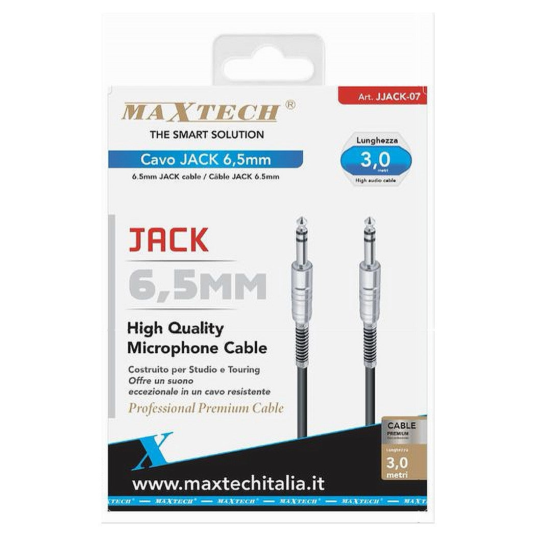 Cavo Collegamento 2 Jack Da 6.5 Mm 3 Mt Cavetto Microfono Audio Stereo Jjack-07         