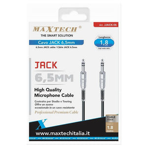 Cavo Collegamento 2 Jack Da 6.5mm 1.8 Mt Cavetto Microfono Audio Stereo Jjack-06         