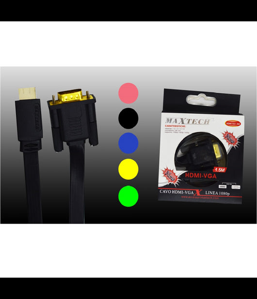 Cavo Da Hdmi - Vga 1,5 Metri Risoluzione 1080p Connettore 24k Maxtech Hdmi-va1.5m         