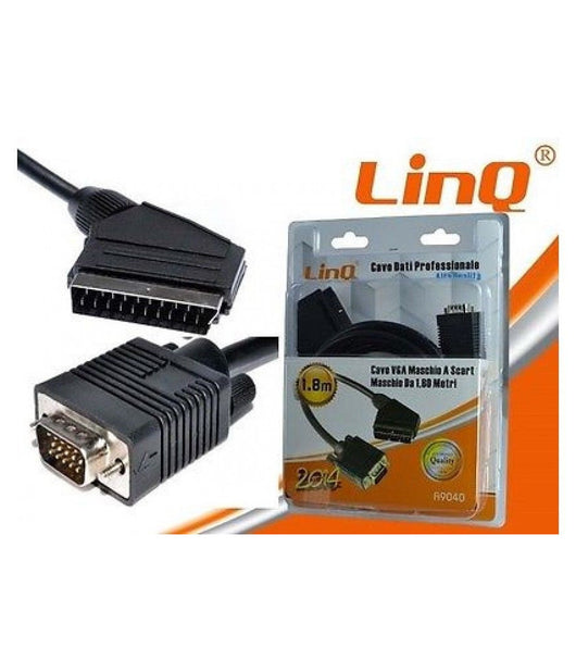 Cavo Dati Da Vga Maschio A Scart Maschio Da 1,8m 1.8 Metri Linq A9040         