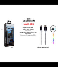 Cavo Di Ricarica Usb Led Incorporato Smartphone Fotocamere 5v-2000ma 1,50mt Maxtech F-s015         