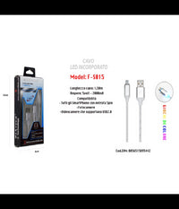 Cavo Di Ricarica Usb Led Incorporato Smartphone Fotocamere 5v-2000ma 1,50mt Maxtech F-s015         