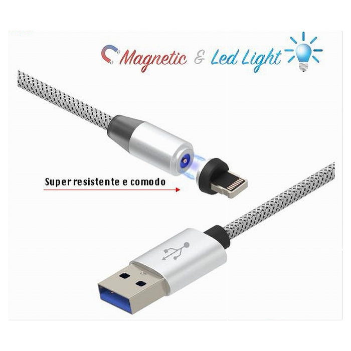 Cavo Lightning 1mt Usb Intrecciato Magnetico Ricarica Ipad Iphone Maxtech F-ip026         