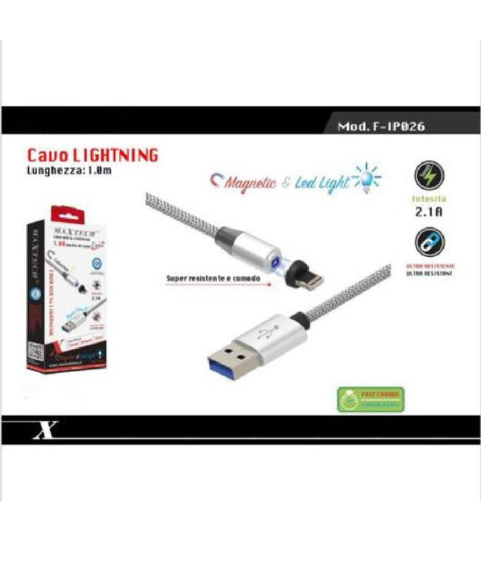 Cavo Lightning 1mt Usb Intrecciato Magnetico Ricarica Ipad Iphone Maxtech F-ip026         