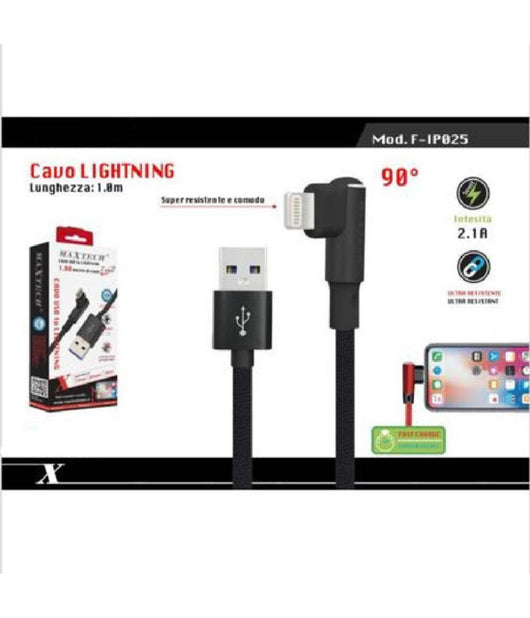 Cavo Lightning 90° A Usb Ricarica Compatibile Con Ipad Ipod 1 Mt Maxtech F-ip025         