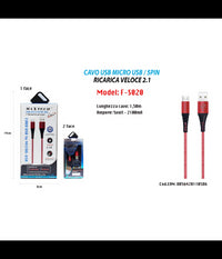 Cavo Micro Usb 1.5mt Dati Caricabatteria Usb Per Samsung Huawei Maxtech F-s020         