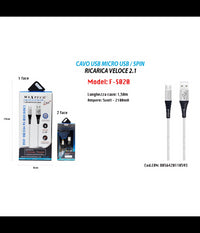 Cavo Micro Usb 1.5mt Dati Caricabatteria Usb Per Samsung Huawei Maxtech F-s020         