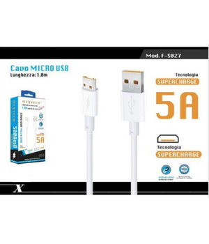 Cavo Micro Usb 5a Ricarica Rapida Cavetto Dati Per Smartphone 1mt Maxtech F-s027         