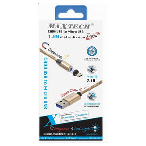 Cavo Micro Usb Ricarica Dati Luce Magnetica Led 1mt Per Smartphone Maxtech F-s026         