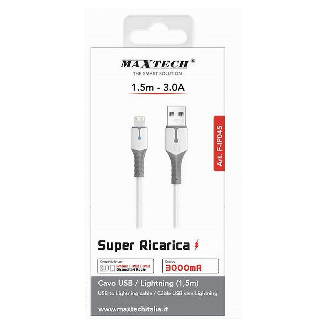 Cavo Per Dati Super Ricarica Usb Lightning 3a 1.5mt Per Iphone Ipad Ipod F-ip045         