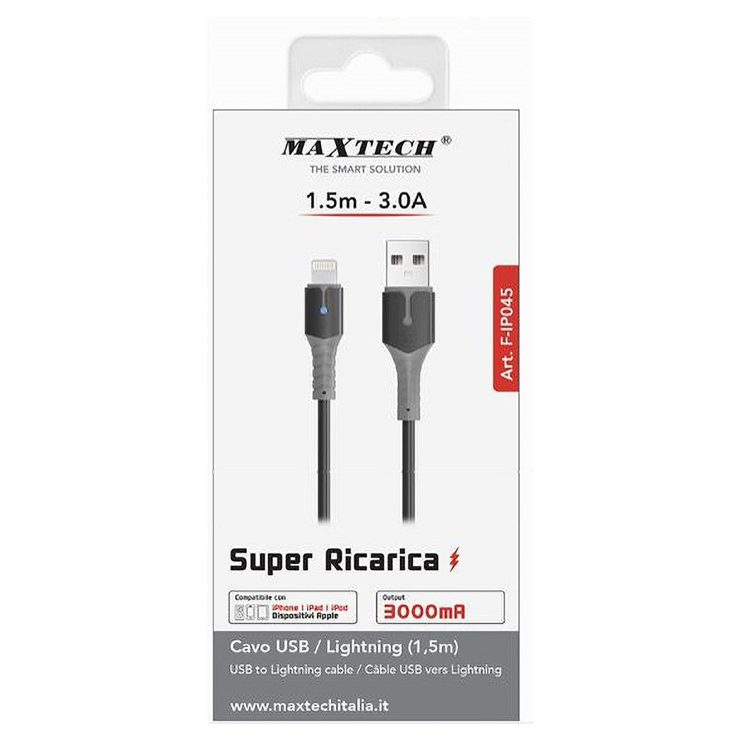 Cavo Per Dati Super Ricarica Usb Lightning 3a 1.5mt Per Iphone Ipad Ipod F-ip045         