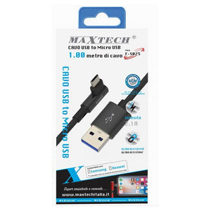 Cavo Ricarica Micro Usb 90° Per Smartphone Cavetto Dati 1 Mt F-s025 Maxtech         